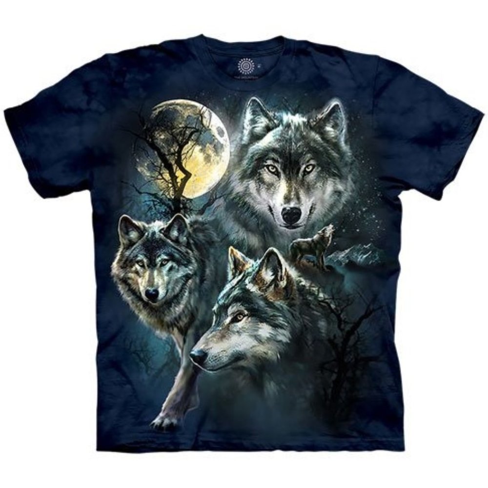 NWOT The Mountain Moon Wolves Collage Graphic Tee Adult T-shirt